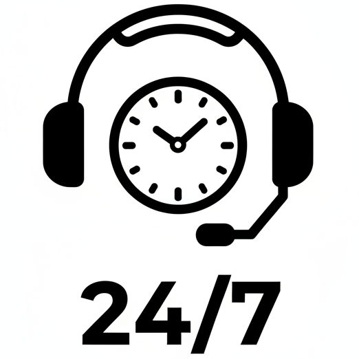 can you make me a icon sized logo for 24/7 customer suppoer black and white with white background 